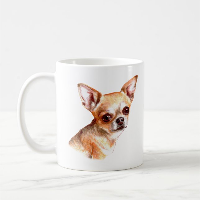 Caneca De Café Watercolor Chihuahua (Esquerda)
