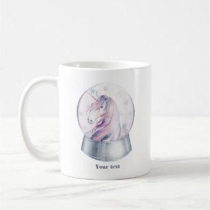 Caneca De Café Watercolor Christmas Unicorn Snow Globe