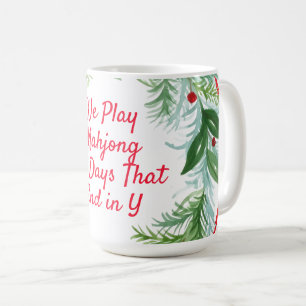 Caneca De Café Watercolor Christmas Wreath MAHJONG