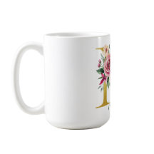 Watercolor Floral e Dourada Letra M, Nome