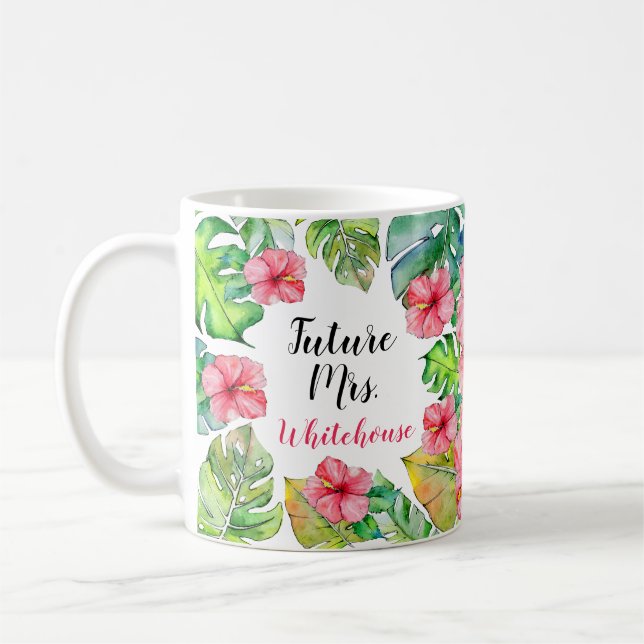 Caneca De Café Watercolor Floral Tropical Future Sra. (Esquerda)