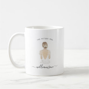 Caneca De Café Watercolor Future Mrs Bride Name   Monograma