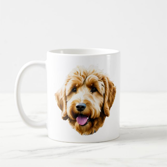 Caneca De Café Watercolor Goldendoodle (Esquerda)