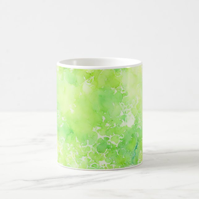 Caneca De Café Watercolor Green Leaf Pattern Mug (Centro)