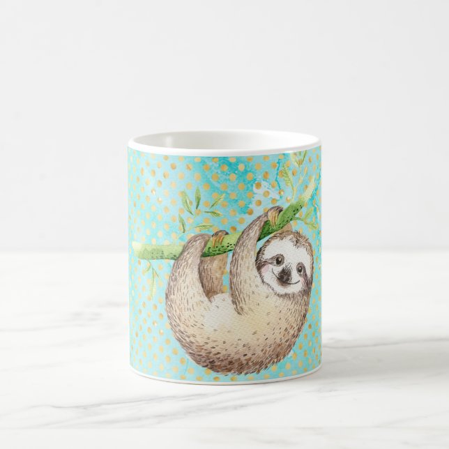 Caneca De Café Watercolor Happy Sloth (Centro)