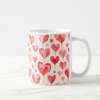 Caneca De Café Watercolor Heart Pattern Collection