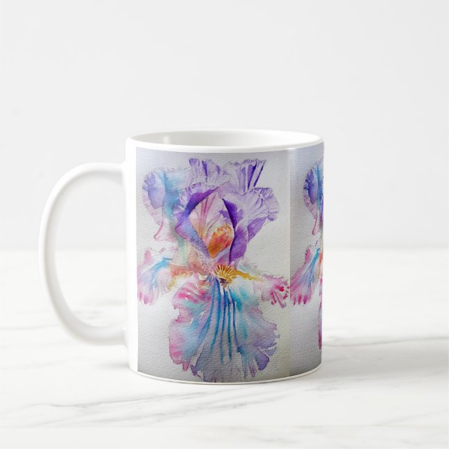 Caneca De Café Watercolor Iris Flower Painting irises (Esquerda)