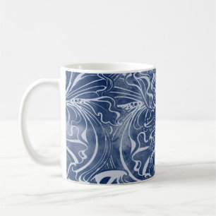 Caneca De Café Watercolor Iriss: Indigo Vintage Nouveau