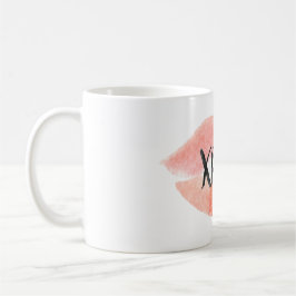 Caneca De Café Watercolor Kiss XOXO