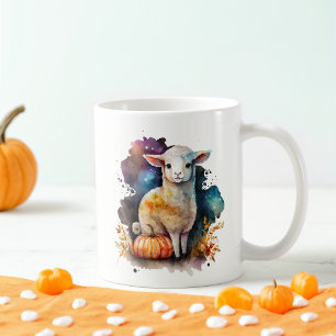 Caneca De Café Watercolor Lamb Halloween