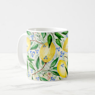 Caneca De Café Watercolor lemons fruit