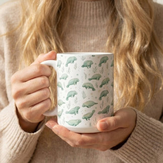 Caneca De Café Watercolor Manatee Mug