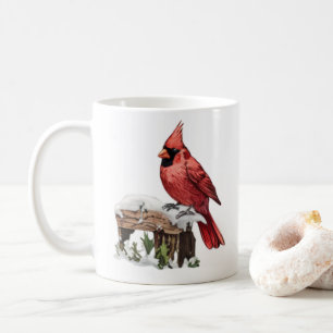 Caneca De Café Watercolor Merry Christmas Red Cardinal