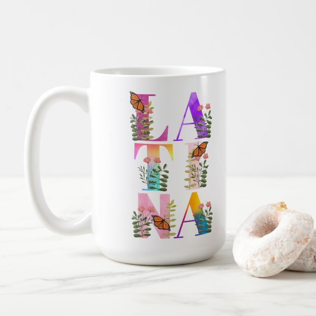Caneca De Café Watercolor Ombre Latina (Com Donut)