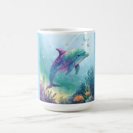 Caneca De Café Watercolor painted dolphin
