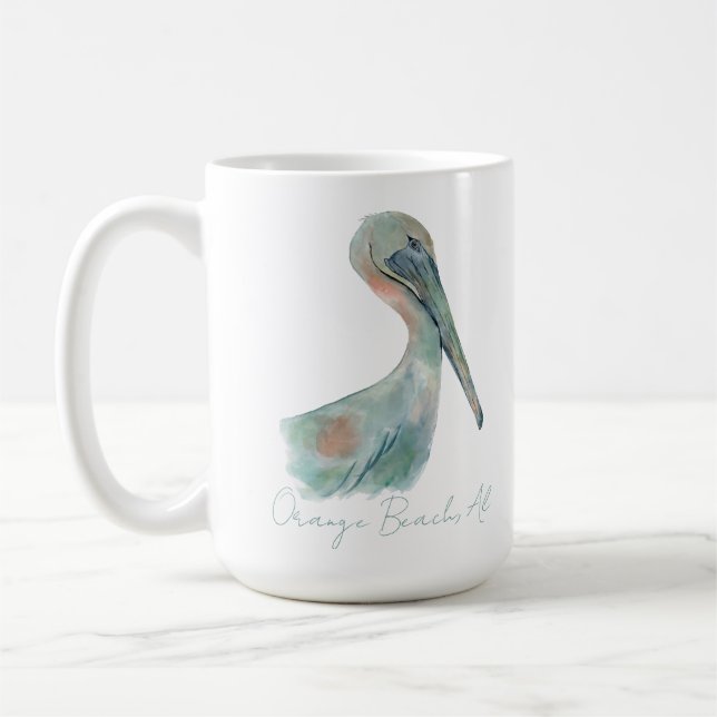 Caneca De Café Watercolor Pelican (Esquerda)