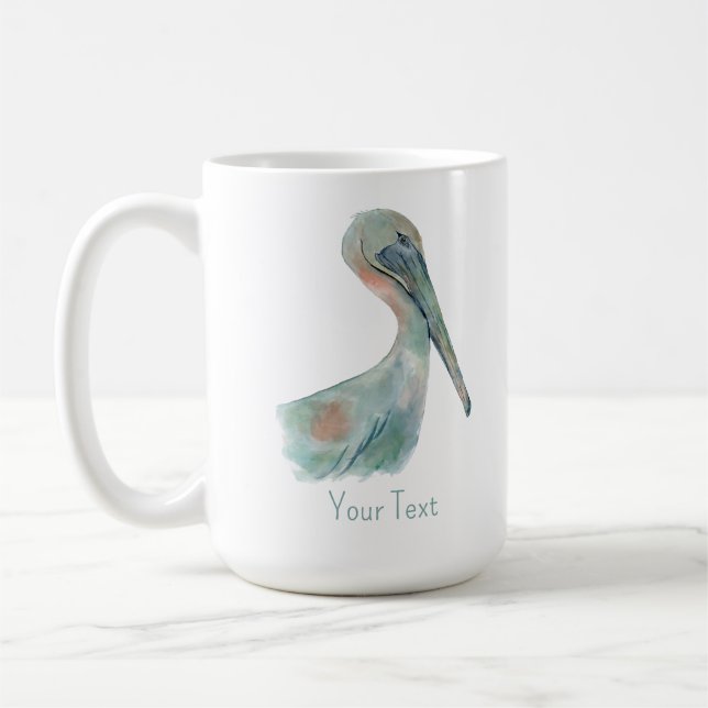 Caneca De Café Watercolor Pelican (Esquerda)