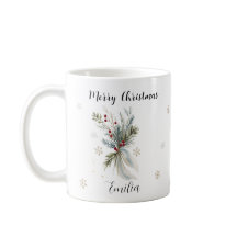 Watercolor Rustic Pine Floral Merry Nome de Natal