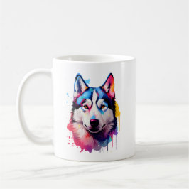 Caneca De Café Watercolor Siberian Husky Colorir Art