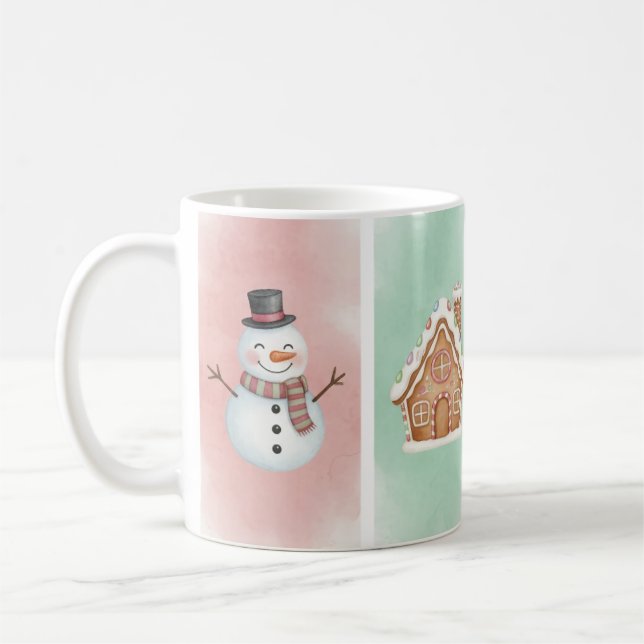 Caneca De Café Watercolor Snowman, Reindeer & Penguin Mug (Esquerda)