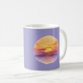 Caneca De Café Watercolor Sunset Ocean Horizon Aesthetic Round St