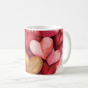 Caneca De Café Watercolor Valentine Day Heart