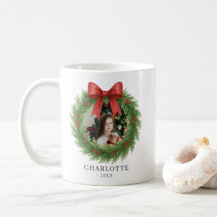 Caneca De Café Watercolor Wreath Foto Moderna Natal