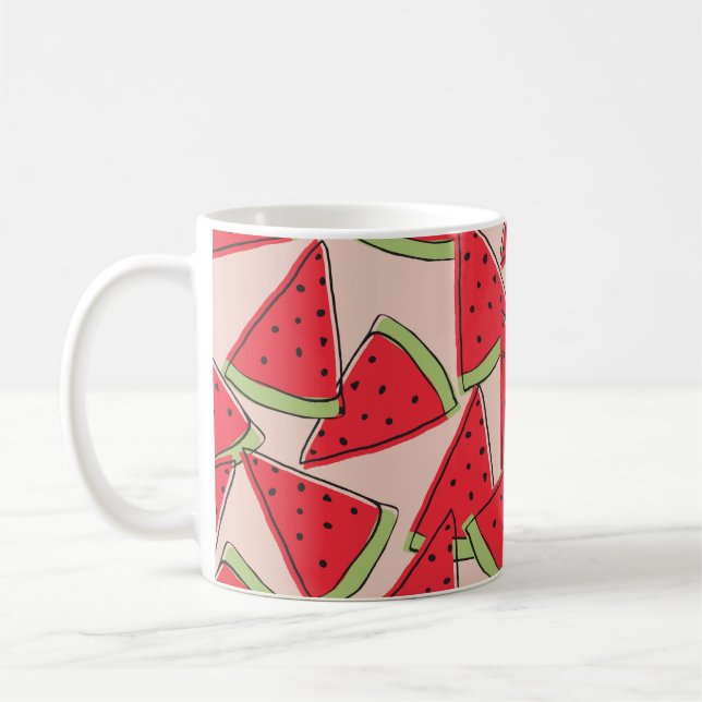 Caneca De Café watermelon slices with pink background seamless pa (Esquerda)