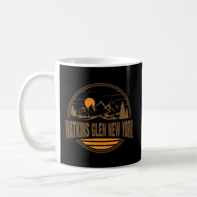 Caneca De Café Watkins Glen New York Mountain Impressão (Esquerda)