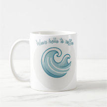 Wave Coffee Mug - Design de Onda Azul Inspirada no