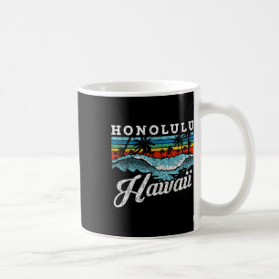 Caneca De Café Waves Beach Honolulu Hawaiai — Retro de Navegação