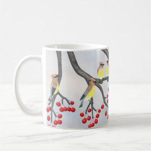 Caneca De Café waxwings de cedro e maçaricos