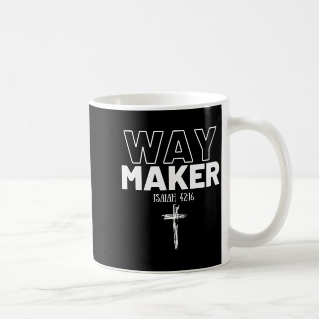 Caneca De Café Way Maker Isaiah 42_16 Christian Tee Premium  (Direita)