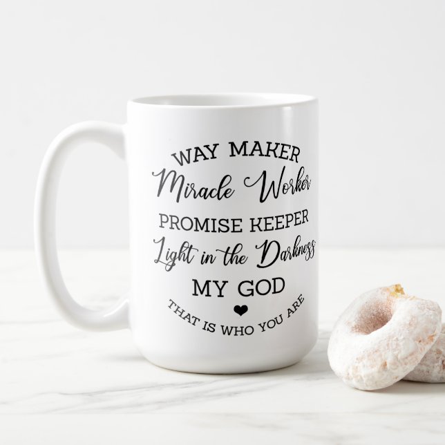 Caneca De Café Waymaker, Milacle Worker - impressão preto (Com Donut)
