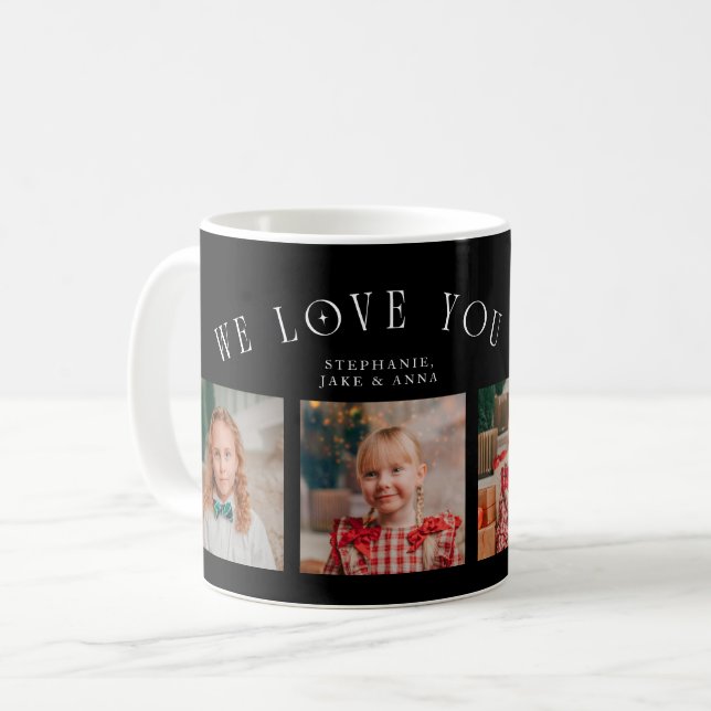 Caneca De Café We Love You Grandma 4-Photo Black (Frente Esquerda)