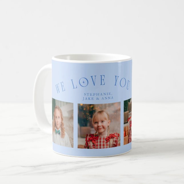 Caneca De Café We Love You Grandma 4-Photo Icy Blue (Frente Esquerda)