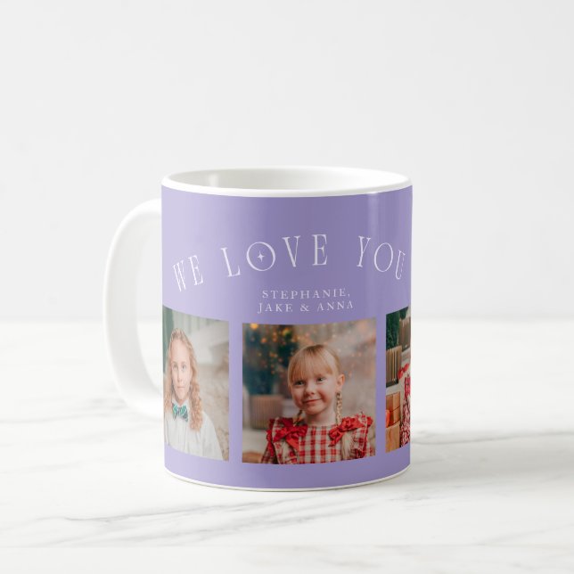 Caneca De Café We Love You Grandma 4-Photo Lilac (Frente Esquerda)