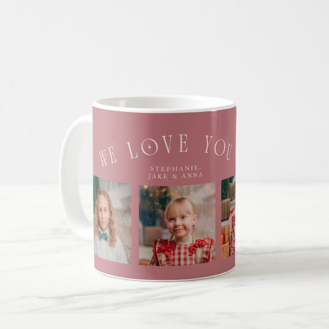 Caneca De Café We Love You Grandma 4-Photo Pink (Frente Esquerda)
