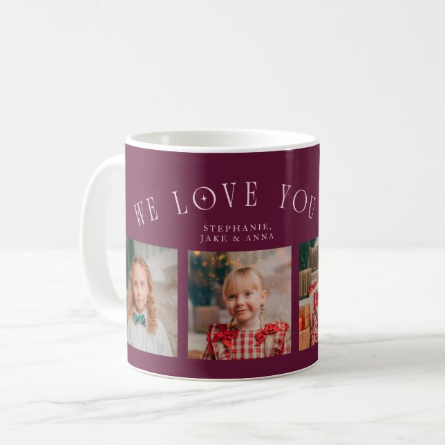 Caneca De Café We Love You Grandpa 4-Photo Cranberry (Frente Esquerda)