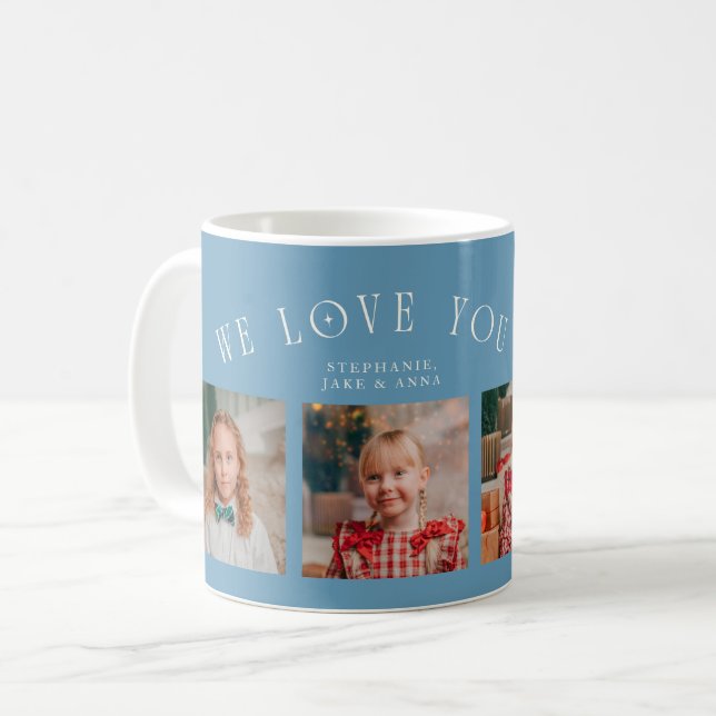 Caneca De Café We Love You Grandpa 4-Photo Denim Blue (Frente Esquerda)