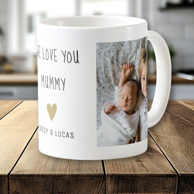 Caneca De Café We Love You Mummy 2 Photo Collage Personalised (Criador carregado)