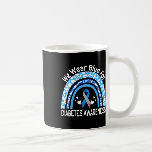 Caneca De Café We Wear Blue For Diabetes Awareness Rainbow Leopar (Direita)