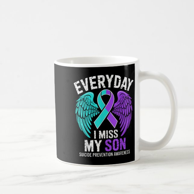 Caneca De Café Wear Teal &amp; Purple I Miss My Son Suicide Preve (Direita)