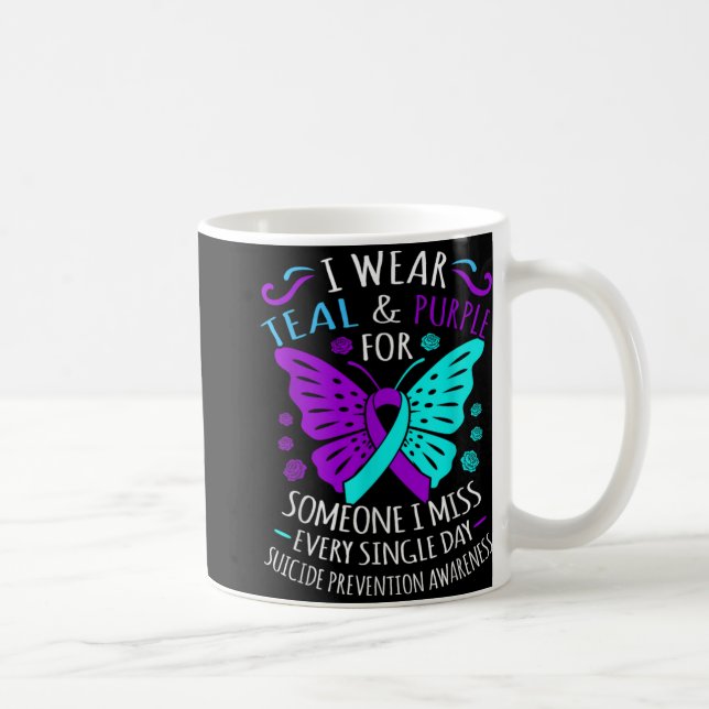 Caneca De Café Wear Teal And Purple Happy Suicide Awareness Sup  (Direita)