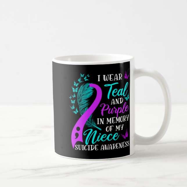 Caneca De Café Wear Teal Purple In Memory Of My Niece Suicide Awa (Direita)