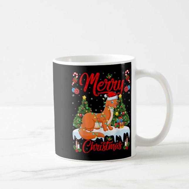 Caneca De Café Weasel Merry Christmas Tree Lighting Weasel Xmas  (Direita)