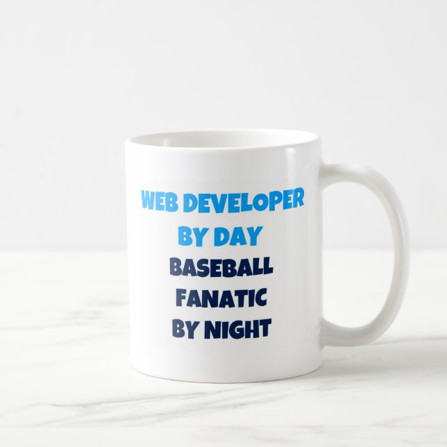 Caneca De Café Web Developer por Day Baseball Fanatic por Night (Direita)