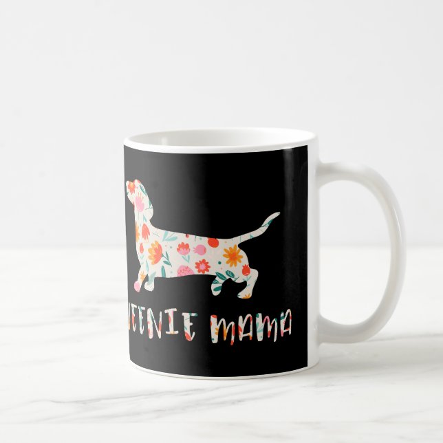 Caneca De Café Weenie Mama Dachshund floral (Direita)