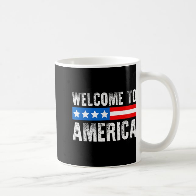 Caneca De Café Welcome To America Patriotic Usa Flag New American (Direita)