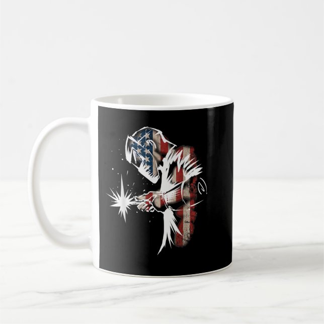 Caneca De Café Welder American Flag USA Patriotic Welder Gift (Esquerda)